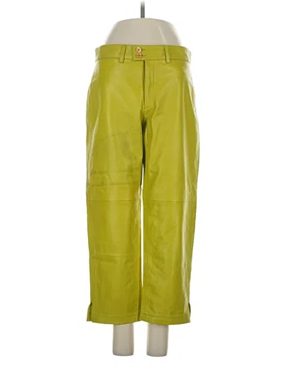Pre-owned Donald J Pliner Leather Pants In Green