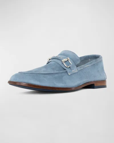 Donald J Pliner Men's Suede Metal Bit Loafers In Blue