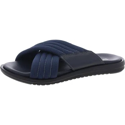 Donald J Pliner Mens Criss-cross Leather Slide Sandals In Blue