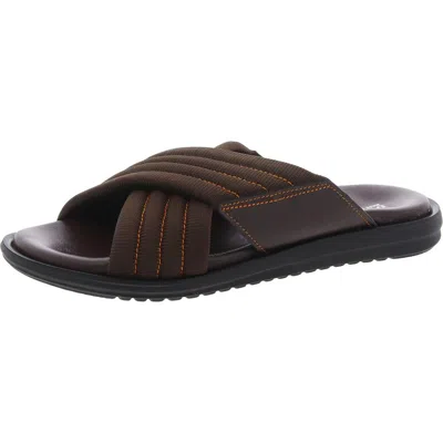 Donald J Pliner Mens Criss-cross Leather Slide Sandals In Gold