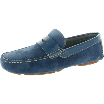 Donald J Pliner Mens Laceless Leather Driving Moccasins In Blue