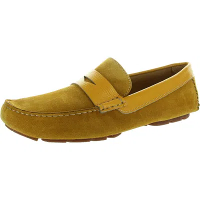 Donald J Pliner Mens Laceless Leather Driving Moccasins In Yellow