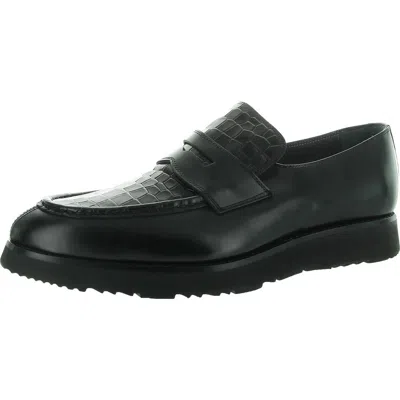 Donald J Pliner Mens Pattern Leather Loafers In Black