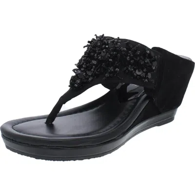 Donald J Pliner Womens Embellished Slip-on Flip-flops In Black