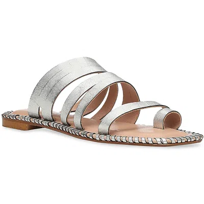 Donald J Pliner Womens Strappy Leather Slide Sandals In Silver