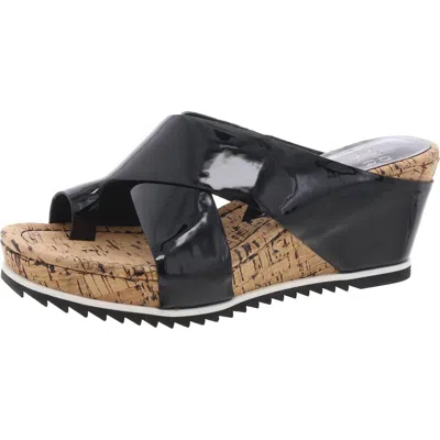 Donald J Pliner Womens Toe Loop Cork Wedge Sandals In Black