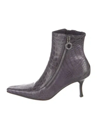 Pre-owned Donald Pliner Alligator Animal Print Boots In Purple