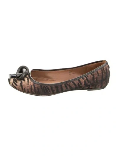 Pre-owned Donald Pliner Animal Print Ballet Flats In Brown