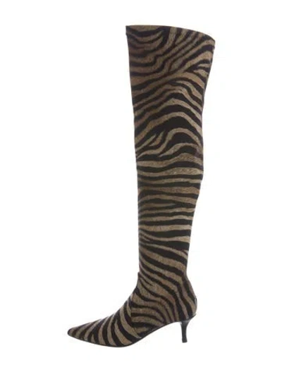 Pre-owned Donald Pliner Animal Print Boots In Brown