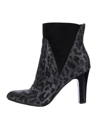 Pre-owned Donald Pliner Animal Print Boots In Silver
