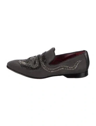 Pre-owned Donald Pliner Animal Print Loafers In Grey