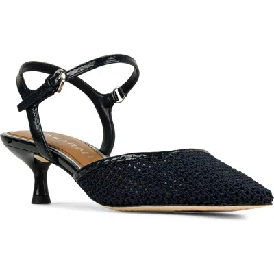 Donald Pliner Ankle Strap Pointed Toe Kitten Heel Pump In Blue