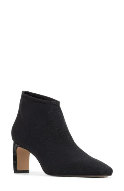 Donald Pliner Birdee Croc Embossed Trim Bootie In Black