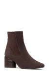 Donald Pliner Block Heel Leather Bootie In Dark Brown