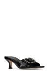 Donald Pliner Buckle Croc Embossed Slide Sandal In Black