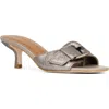 Donald Pliner Buckle Kitten Heel Sandal In Pewter