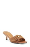 Donald Pliner Cherry202 Suede Buckle Mule In Saddle