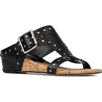 Donald Pliner Buckle Wedge Sandal In Black
