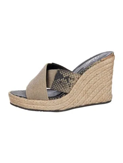 Pre-owned Donald Pliner Canvas Animal Print Sandals In Green/neutrals