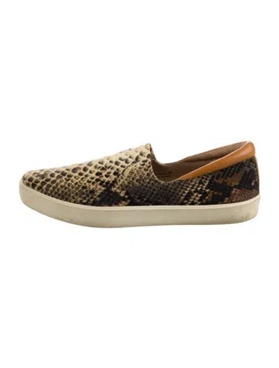 Pre-owned Donald Pliner Canvas Animal Print Sneakers In Neutral