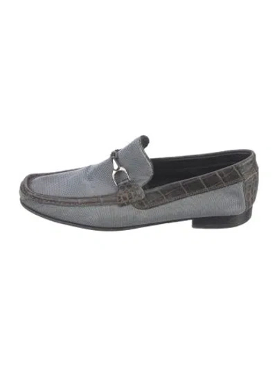 Pre-owned Donald Pliner Canvas Loafers In Brown/grey