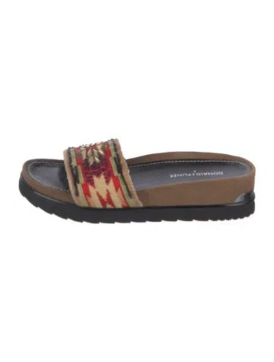 Pre-owned Donald Pliner Canvas Patterned Slides In Multicolor
