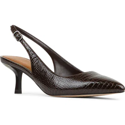 Donald Pliner Casie Croc Embossed Faux Leather Slingback Pump In Brown