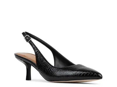 Donald Pliner Casie Croc Embossed Faux Leather Slingback Pump In Black