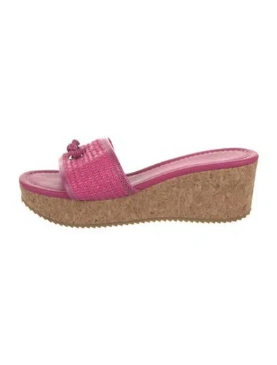 Pre-owned Donald Pliner Colorblock Pattern Slides In Pink
