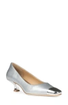Donald Pliner Cristin Cap Toe Kitten Heel Pump In Silver