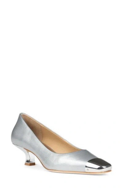 Donald Pliner Cristin Cap Toe Kitten Heel Pump In Silver