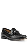 Donald Pliner Croc Embossed Bit Loafer In Black