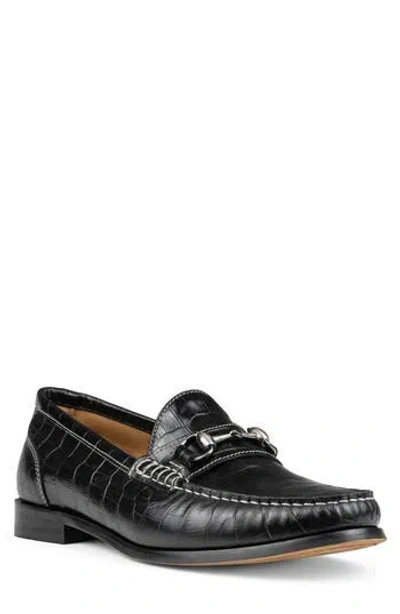 Donald Pliner Croc Embossed Bit Loafer In Black