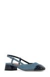 Donald Pliner Croc Embossed Toe Slingback Pump In Navy Multi