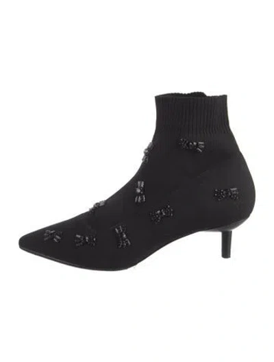 Pre-owned Donald Pliner Crystal Embellishments Sock Boots In Black
