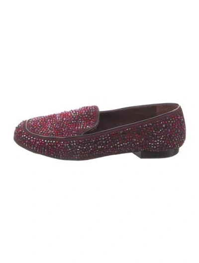 Pre-owned Donald Pliner Crystal Loafers In Burgundy