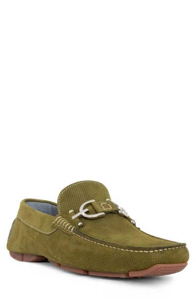 Donald Pliner Dacio Perforated Bit Loafer In Olive Green