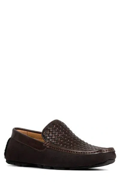 Donald Pliner Damiano Woven Moc Toe Loafer In Dark Brown/dark Brown