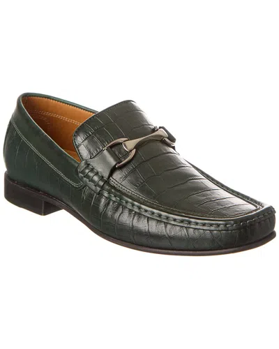 Donald Pliner Dannie Croc-embossed Leather Loafer In Green