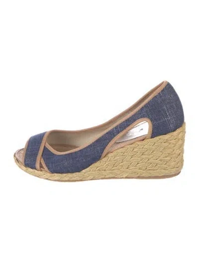 Pre-owned Donald Pliner Denim Leather Trim Embellishment Pumps