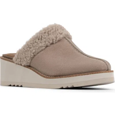 Donald Pliner Elate Faux Shearling Trim Wedge Mule In Brown