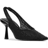 Donald Pliner Sodashi Snakeskin Embossed Pointed Toe Slingback Pump In Black