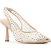 Donald Pliner Sodashi Snakeskin Embossed Pointed Toe Slingback Pump In Neutral