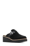 Donald Pliner Elvesa Leather Platform Wedge Mule In Black