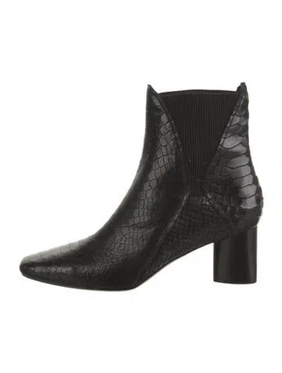 Pre-owned Donald Pliner Embossed Leather Animal Print Chelsea Boots In Black