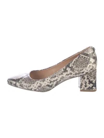 Pre-owned Donald Pliner Embossed Leather Animal Print Pumps In Grey/white