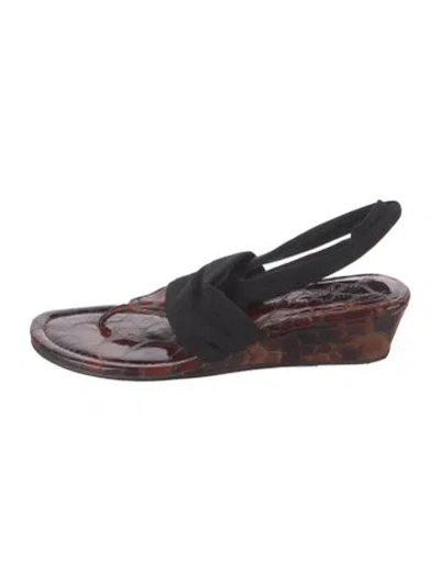 Pre-owned Donald Pliner Embossed Leather Animal Print Sandals In Multicolor