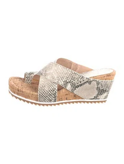 Pre-owned Donald Pliner Embossed Leather Animal Print Sandals In Neutral