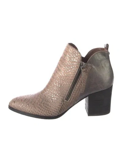 Pre-owned Donald Pliner Embossed Leather Boots In Brown