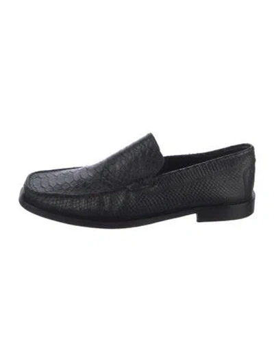 Pre-owned Donald Pliner Embossed Leather Dress Loafers In Black